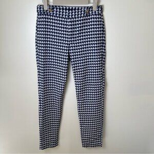 Zara Basic Women’s Blue Houndstooth Ankle Pant Trousers Mid Rise Workwear Small
